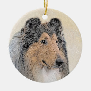 Collie (rå) - Cute Original Hund Art Julgransprydnad Keramik