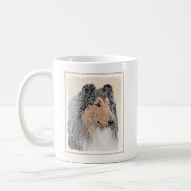 Collie (rå) - Cute Original Hund Art Kaffemugg (Vänster)
