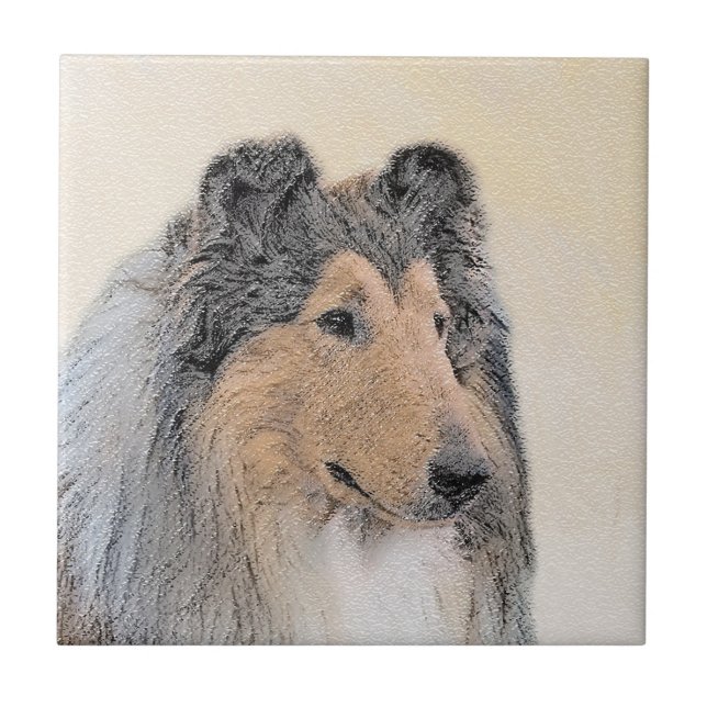 Collie (rå) - Cute Original Hund Art Kakelplatta (Framsidan)