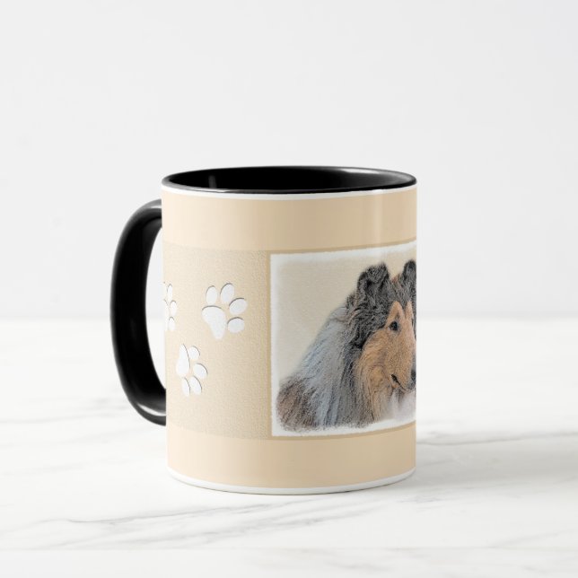 Collie (rå) - Cute Original Hund Art Mugg (Framsida vänster)
