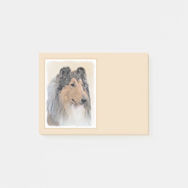 Collie (rå) - Cute Original Hund Art Post-it Block (Framsida)