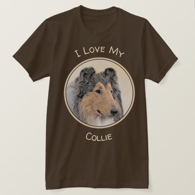 Collie (rå) - Cute Original Hund Art T Shirt (Design framsida)