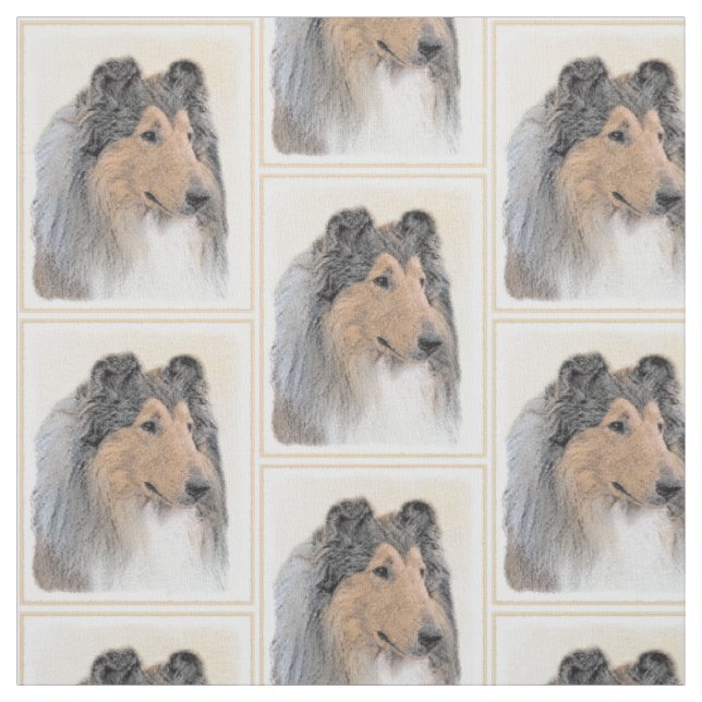 Collie (rå) - Cute Original Hund Art Tyg (Provkarta)
