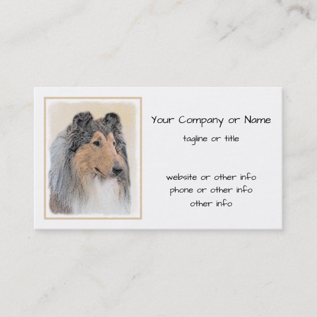 Collie (rå) - Cute Original Hund Art Visitkort (Framsida)