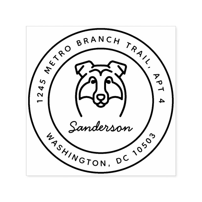 Collie Returadress Frimärke Self-Inking Självfärgande Stämpel (Design)