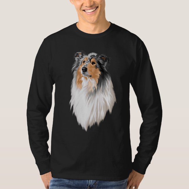 Collie Rough Collie Cute Hund Long Hair T Shirt (Framsida)