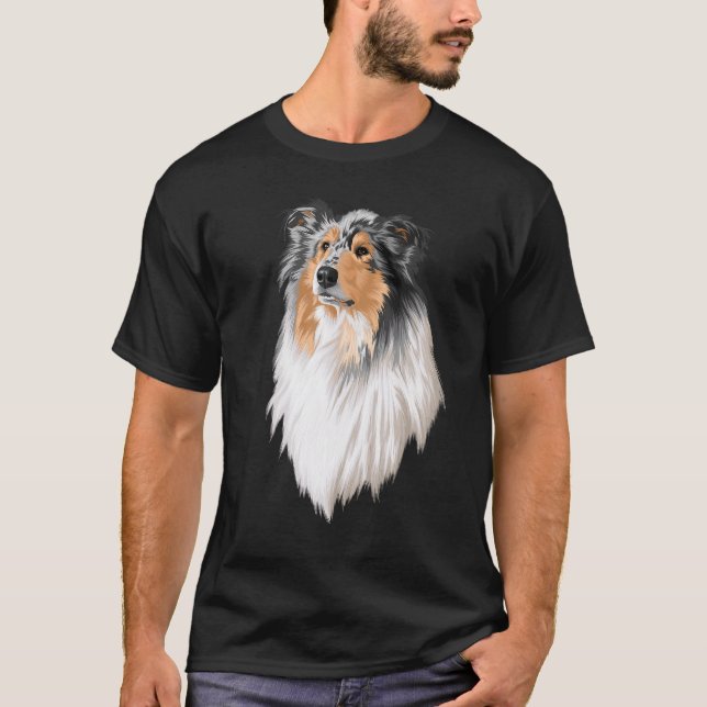 Collie Rough Collie Cute Hund Long Hair T Shirt (Framsida)