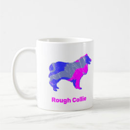 Collie Rough Hund Cute Rosa Silhouette White Kaffemugg