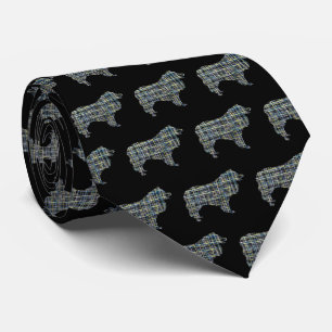 Collie Rough Hund Gult & Black Grid Black Tie Slips