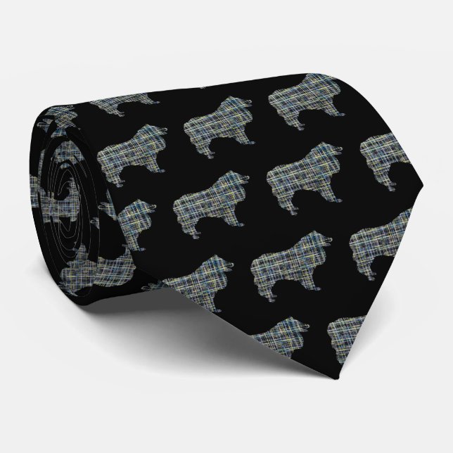 Collie Rough Hund Gult & Black Grid Black Tie Slips (Rullad)