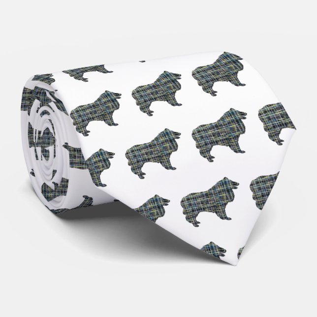 Collie Rough Hund Gult & Black Grid White Tie Slips (Rullad)