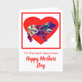 Collie Rough Hund Red Heart Mor's Day Card Tack Kort