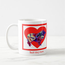 Collie Rough Hund Silhouette Valentines day Heart Kaffemugg