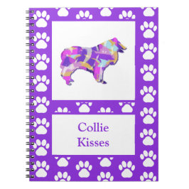 Collie Rough Kisses Hund Silhouette PurplePY&B Anteckningsbok