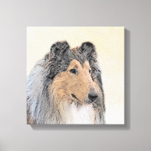 Collie (rough) Painting (grov) - Cute Original Hun Canvastryck