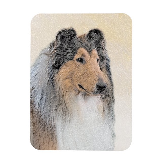 Collie (rough) Painting (grov) - Cute Original Hun Magnet (Vertikal)