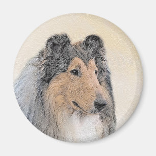 Collie (rough) Painting (grov) - Cute Original Hun Magnet