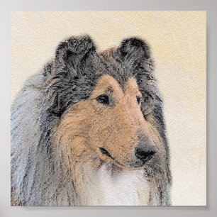 Collie (rough) Painting (grov) - Cute Original Hun Poster