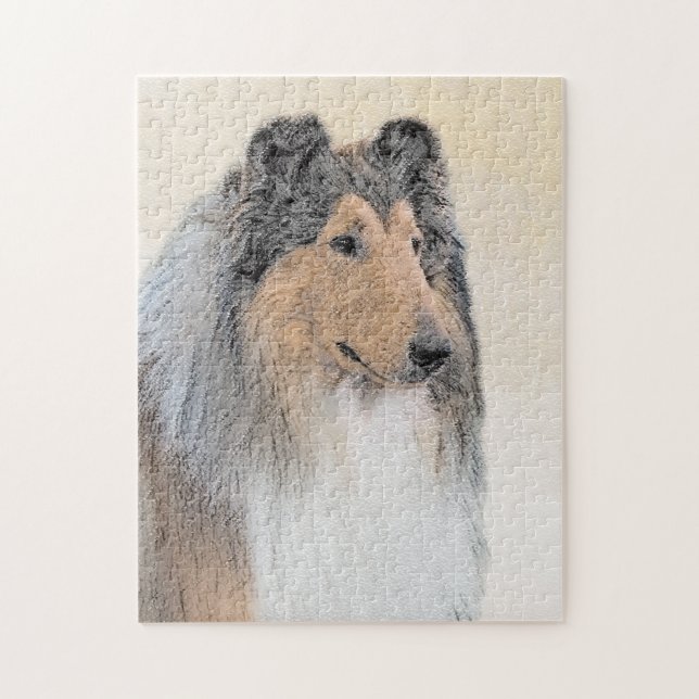 Collie (rough) Painting (grov) - Cute Original Hun Pussel (Vertikal)