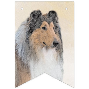 Collie (rough) Painting (grov) - Cute Original Hun Vimplar