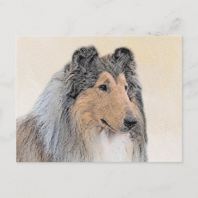 Collie (rough) Painting (grov) - Cute Original Hun Vykort (Framsida)