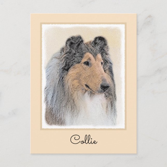 Collie (rough) Painting (grov) - Cute Original Hun Vykort (Framsida)