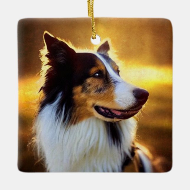 Collie Side View Julgransprydnad Keramik (Framsida)