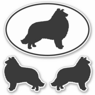 Collie Silhouettes Hund aveln Vinyl Sticker Set Klistermärken
