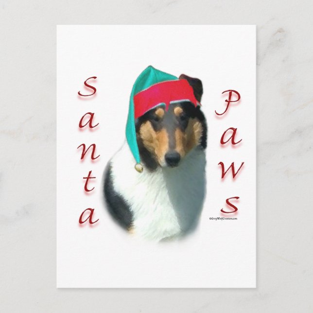 Collie (slät) Santa Tassar Helg Vykort (Framsida)