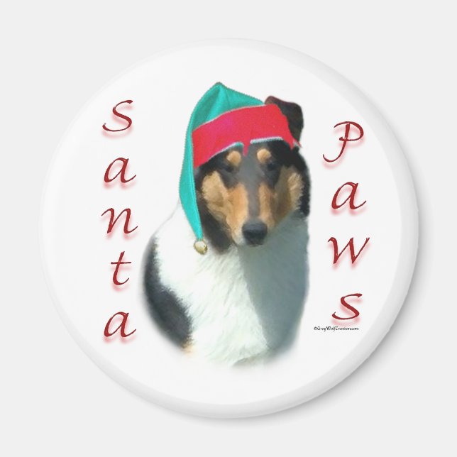 Collie (slät) Santa Tassar Magnet (Framsidan)