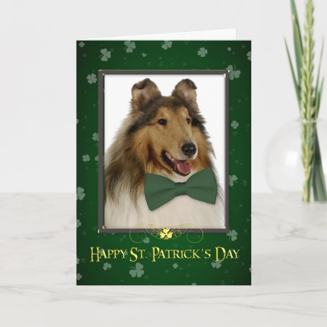 Collie St. Patrick's Card Kort (Framsida)