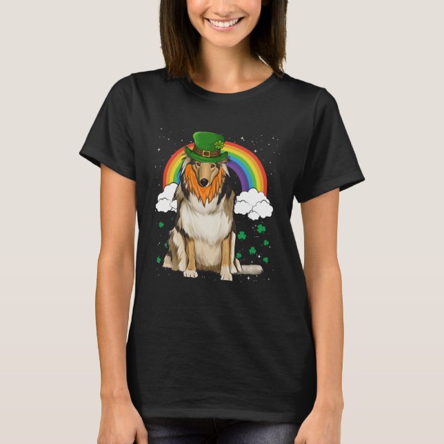 Collie St Patricks Day Leprechaun T Shirt (Framsida)