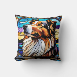 Collie Stached Glass-utseende Kudde