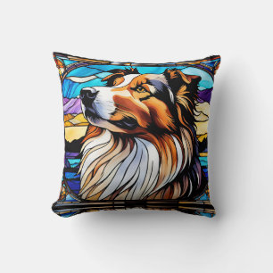 Collie Stached Glass-utseende Kudde