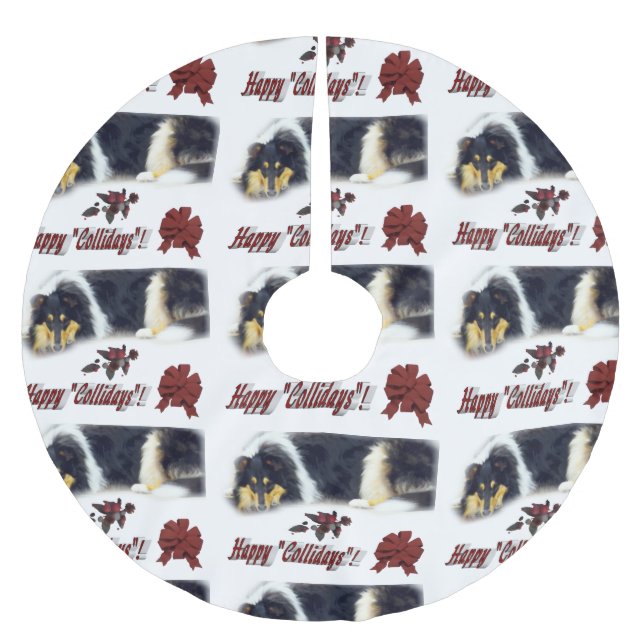 Collie Tri Färg jul Julgransmatta Borstad Polyester (Framsidan)