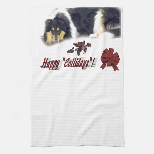 Collie Tri Färg jul Kökshandduk (Vertikal)