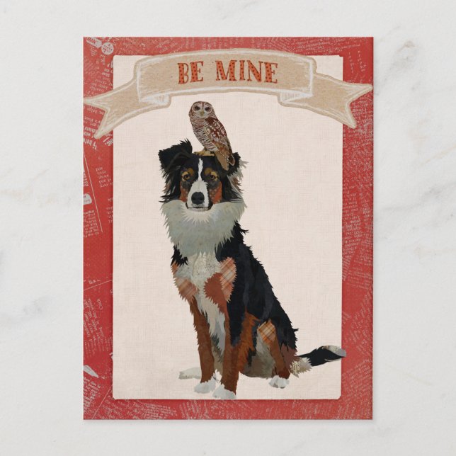 COLLIE & UGGLA VALENTINS vykort (Framsida)