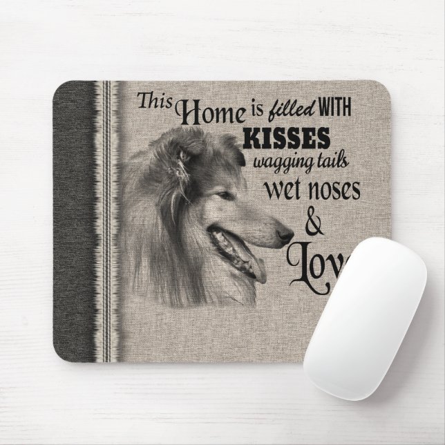 Collie vintage porträtt musmatta (Med mus)