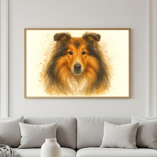 Collie Watercolor Porträtt - Beloved Hund Art Poster
