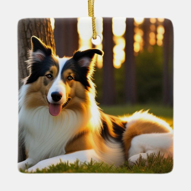 Colliehund Julgransprydnad Keramik (Framsida)
