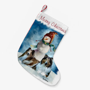 Collies och snögubbejul liten julstrumpa