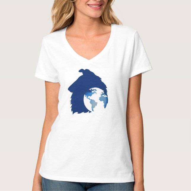 ColliesWithoutBorders logotyp på en V-ringad t-shi T Shirt (Framsida)