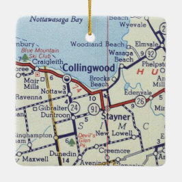 Collingwood PÅ Vintage Karta Julgransprydnad Keramik