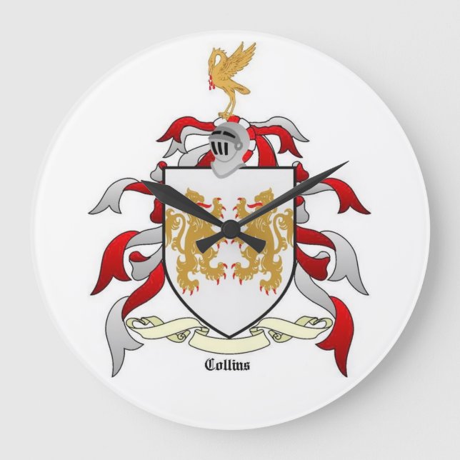 Collins Family Crest Heraldry Wall Clock Stor Klocka (Framsida)