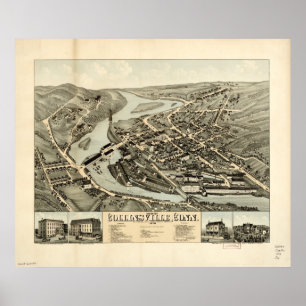 Collinsville Connecticut 1878 antika panorama- mor Poster