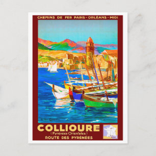 Collioure, Pyrenéerna, Frankrike, båtar i hamn, vi Vykort