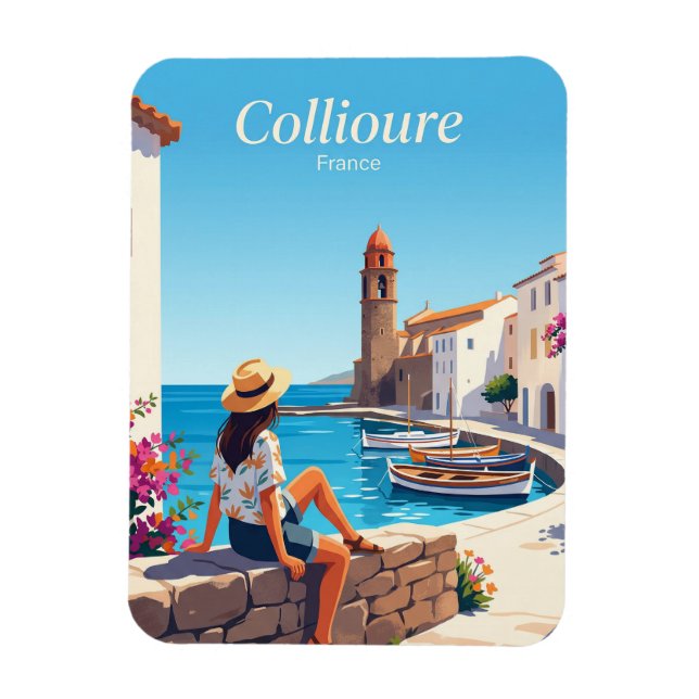 Collioure Strandpromenad Frankrike Magnet (Vertikal)