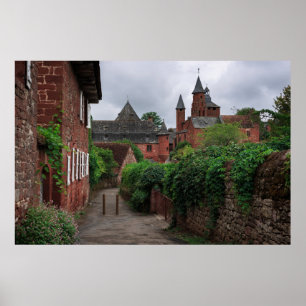 Collonges-la-Rouge den röda byaffischen Poster