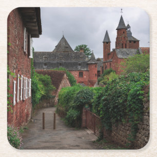 Collonges-la-Rouge den röda bykustfartyget Underlägg Papper Kvadrat
