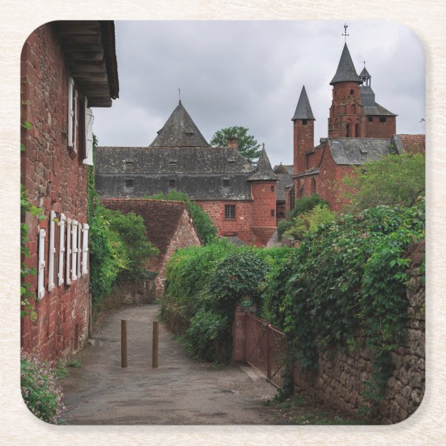 Collonges-la-Rouge den röda bykustfartyget Underlägg Papper Kvadrat (Framsidan)